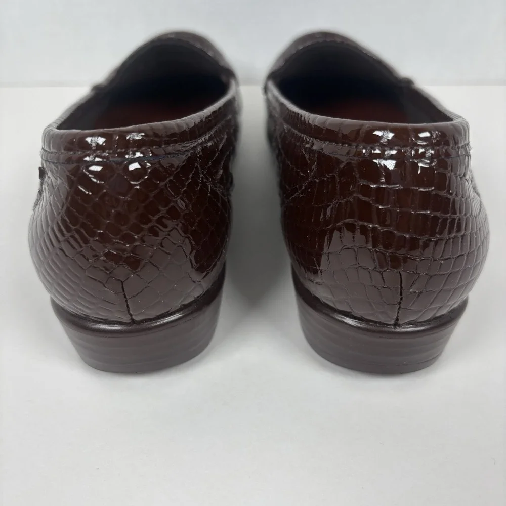 SAS Womens Size 7 Slim Simplify-C Brown Croc Patent Leather Loafers NIB USA